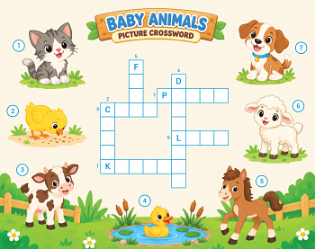 Baby Animals | Picture Crossword for Kids