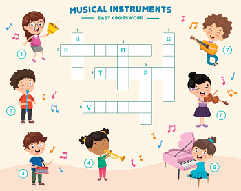 Easy Musical Instruments | Picture Crossword for Kids