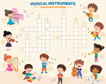 Musical Instruments Challenge | Picture Crossword for Kids