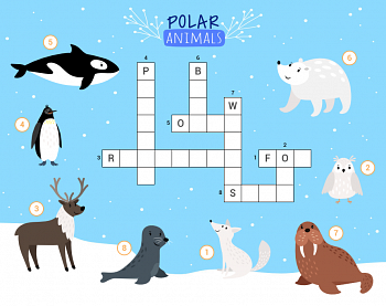 Polar Animals | Easy Picture Crossword for Kids